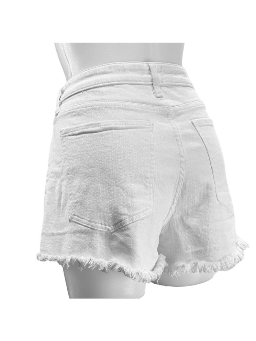 PISTOLA Women's Shorts White Cotton Denim Jean Frayed Edge Hem Stretch Size 32 - Picture 3 of 15